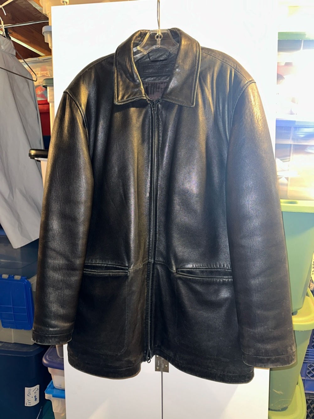 Jhanne Barnes men’s black leather jacket (46)